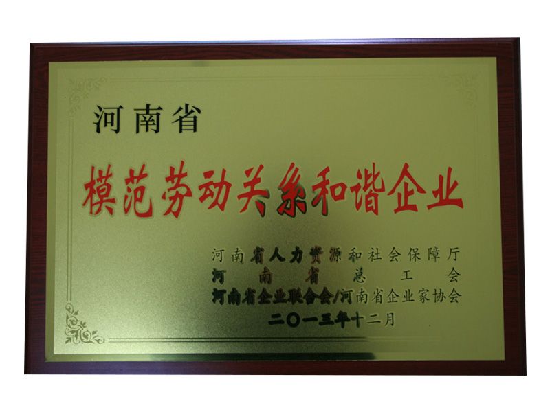 2013年河南省模范勞動(dòng)關(guān)系和諧企業(yè)